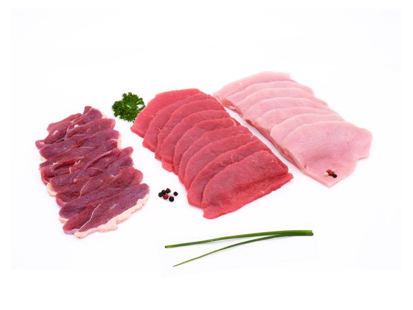 Assortiment de viandes française tranchées fin (Bœuf, Canard et Dinde)