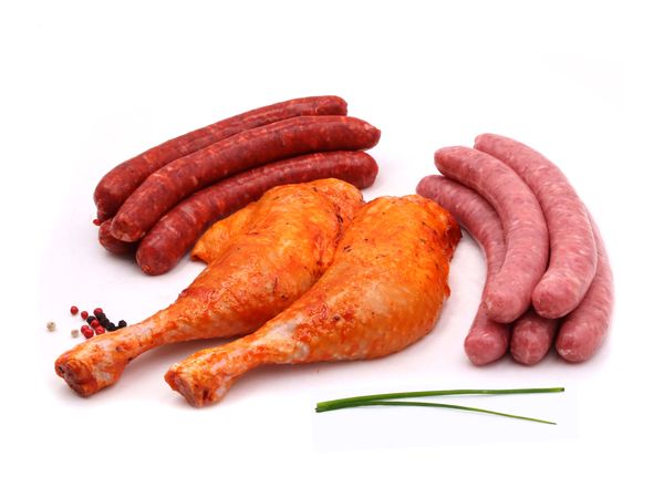 Cuisses de poulet épicées x 5 + chipolatas x 15 + merguez x 15
